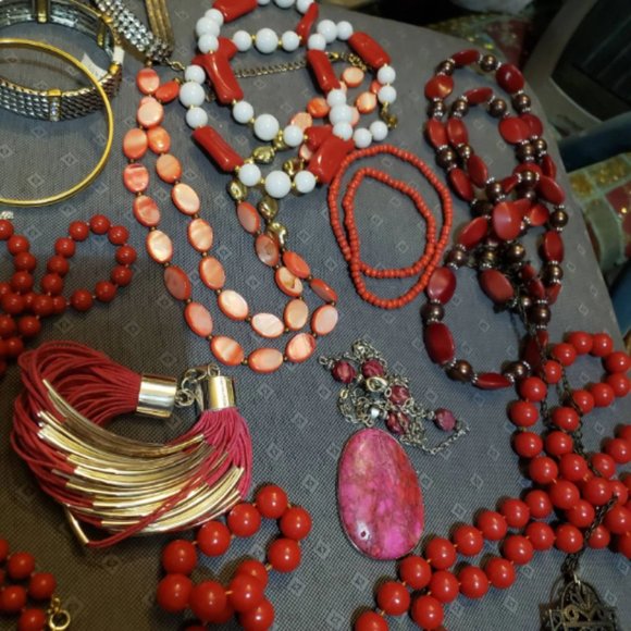 Estate Lot Vintage Jewelry Rhinestones Pink Turquoise 14 Pieces - Picture 1 of 9